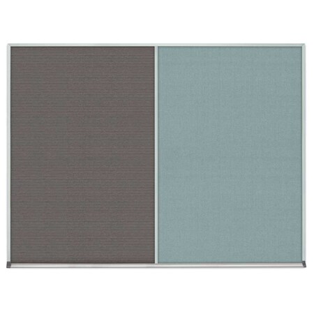 United Visual Products Double Door Radius Corkboard, 48"x36", Sat, UV7003RC-SATIN-COBACC UV7003RC-SATIN-COBACC